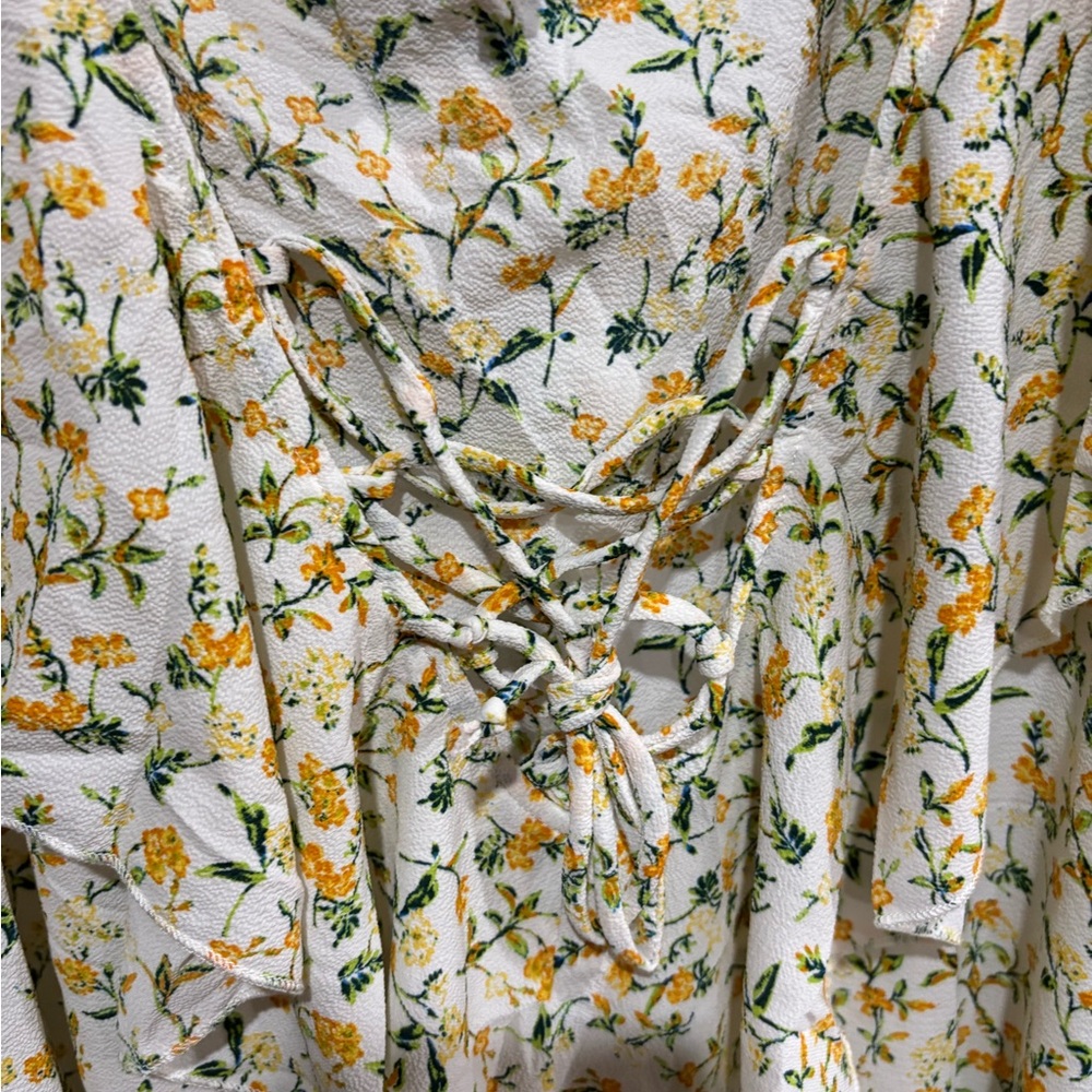 Floral Ruffle Top - Cream and Yellow - Picture 2 of 3